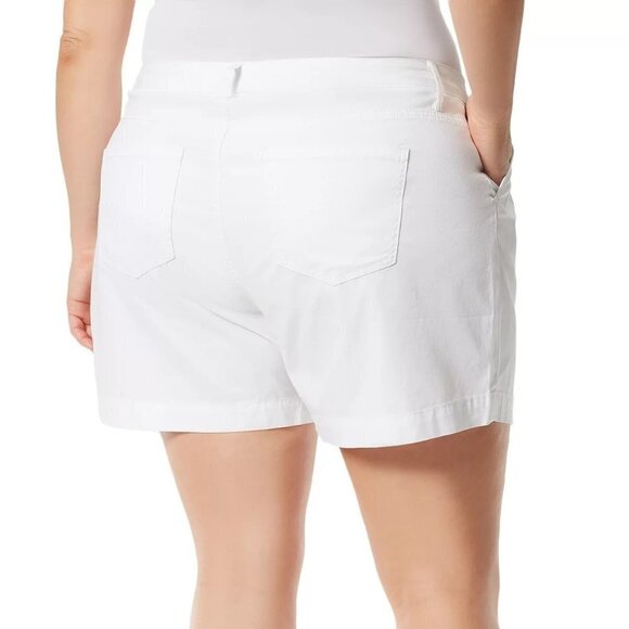 Gloria Vanderbilt Womens Green Pockets Chino Pleated Shorts Plus Sz 18 W New - Picture 2 of 10